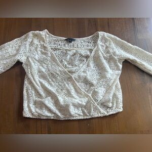 American Eagle Crochet V-neck Top